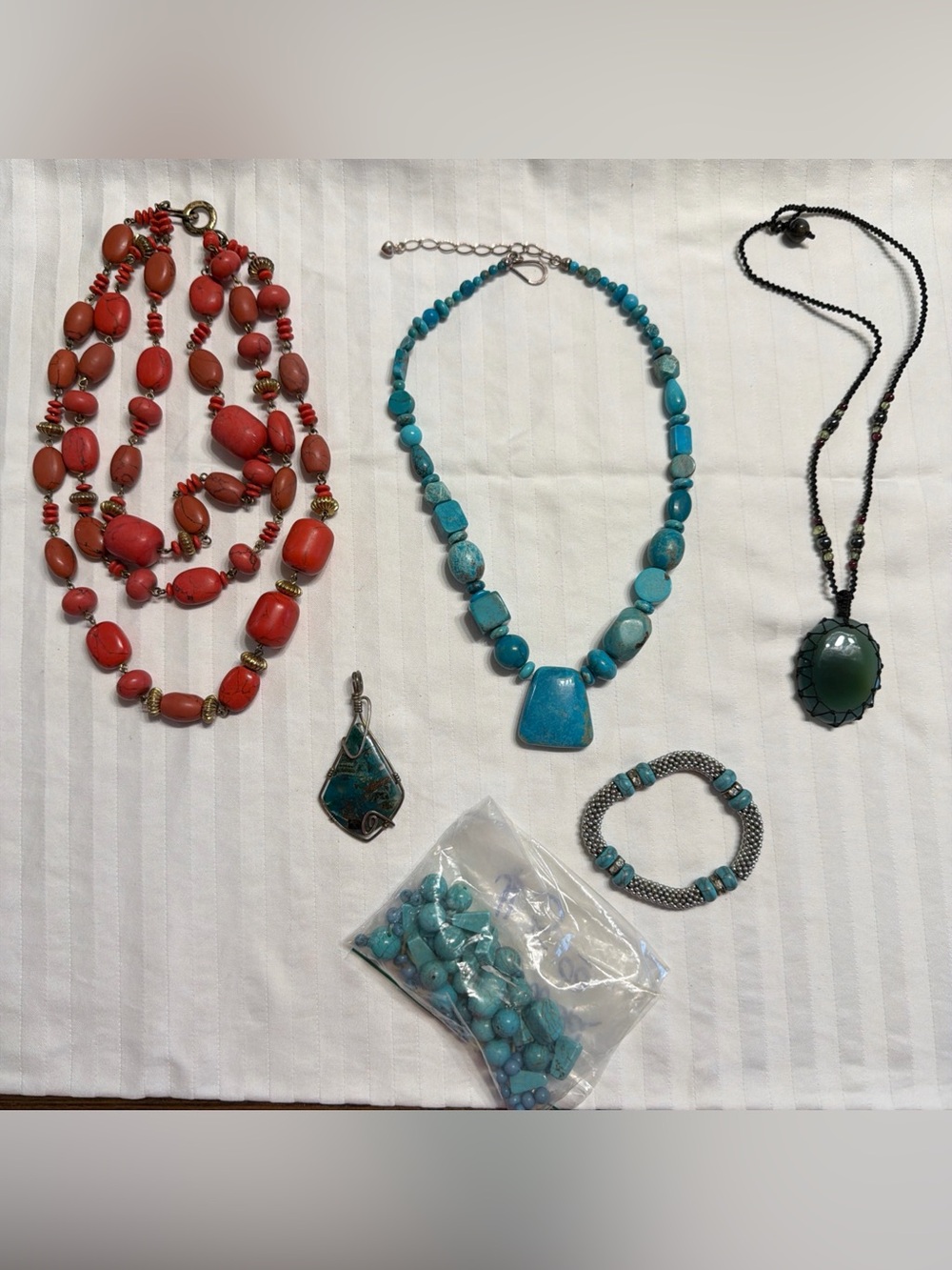 LOT 5 pc. DESERT ROSE TRADING vintage turquoise, chrysocolla and more